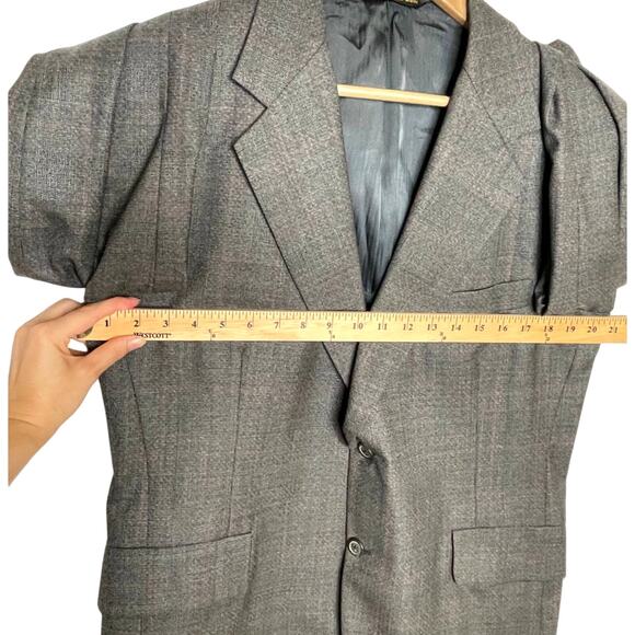 Hart Schaffner Marx 42R Silver Trumpeter LUXURY Blazer Gray Plaid Wool Jacket - Picture 11 of 11